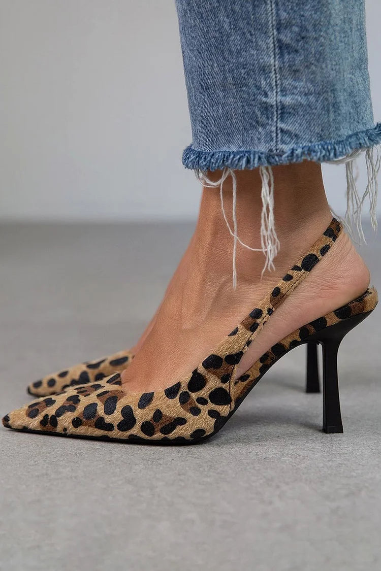 Ambra™ | Panthermuster Schuhe mit Riemen hinten