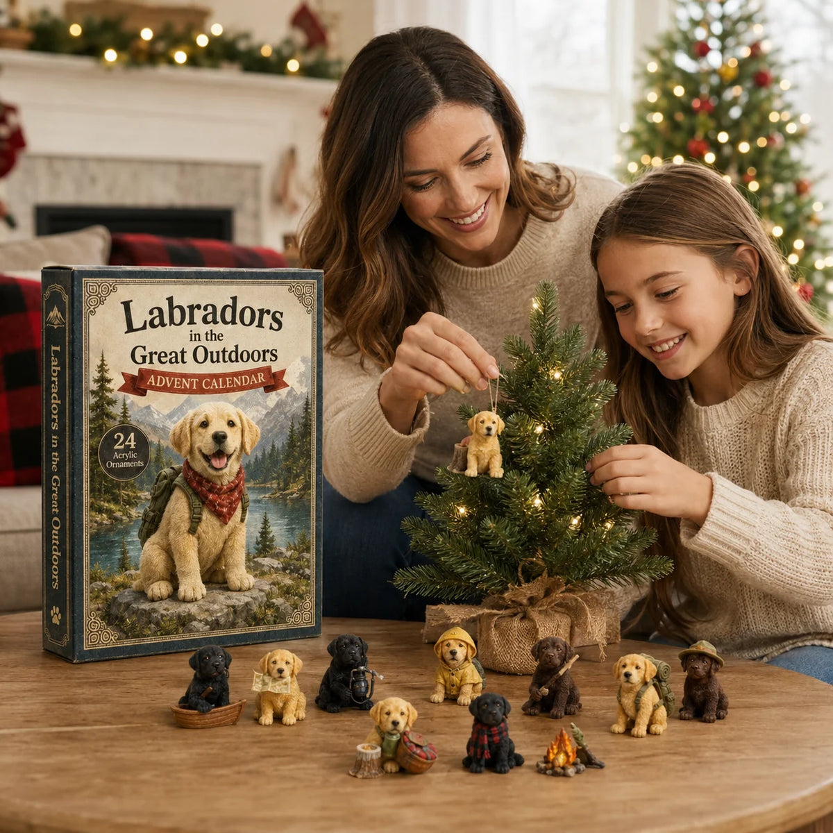 2026 Mountain Forest Rucksack Labrador Überraschungsbox – 24-tägiger festlicher Countdown, Überraschungsbox mit Acryl-Anhängern – Geschenk für Hundeliebhaber 1