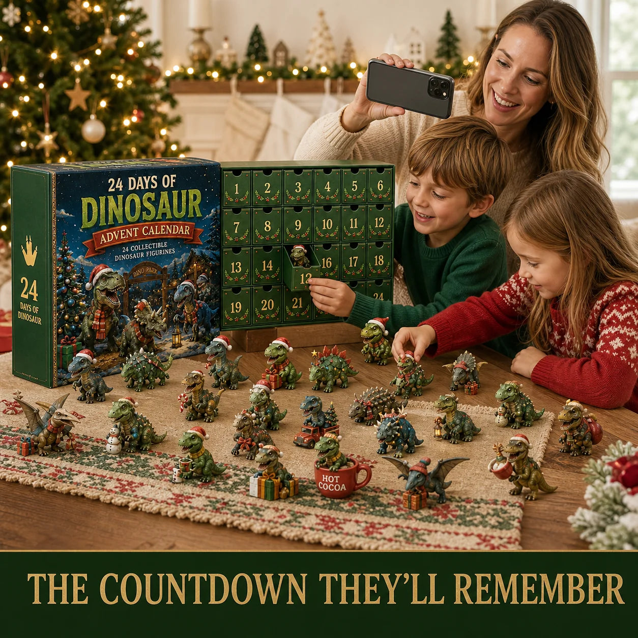 24 Tage Dinosaurier-Weihnachts-Adventskalender – 24 Sammelfiguren von Dinosauriern & weihnachtliche Überraschungen 2
