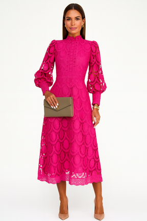 Damen Midikleid mit Spitze | A-Linie für formelli Anlässe