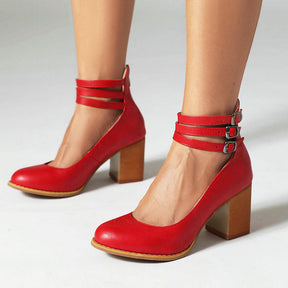 Casilda | Glatte Sandalen mit Riemen und dicker Absatz