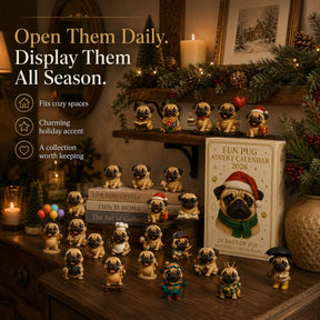 ⏳ Letzter Tag 49 % Rabatt – 🐾 24-tägiger Mops-Weihnachtsüberraschungskalender | 24 einzigartige Mini-Mopsfiguren für tägliche Überraschungen, zum Sammeln und Ausstellen 🎄✨ 4