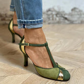 Taviana | Patchwork-High Heels mit T-Riemen und geschlossener Spitze
