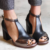 Nadaria | Schwarze Peep-Toe-Sandalen mit Patchwork-Muster und Absatz