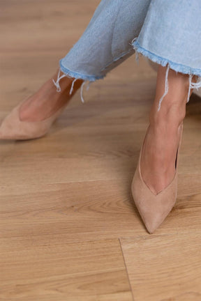 Marlena™ | Beigefarbene Slingback-Schuhe mit hohen Absätzen