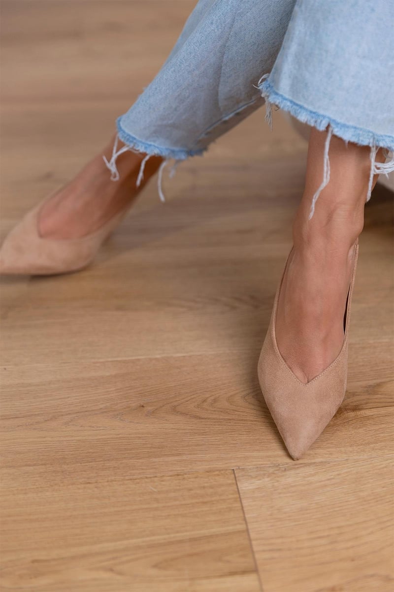 Marlena™ | Beigefarbene Slingback-Schuhe mit hohen Absätzen
