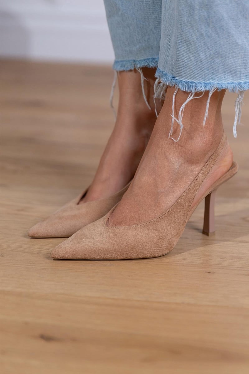 Marlena™ | Beigefarbene Slingback-Schuhe mit hohen Absätzen